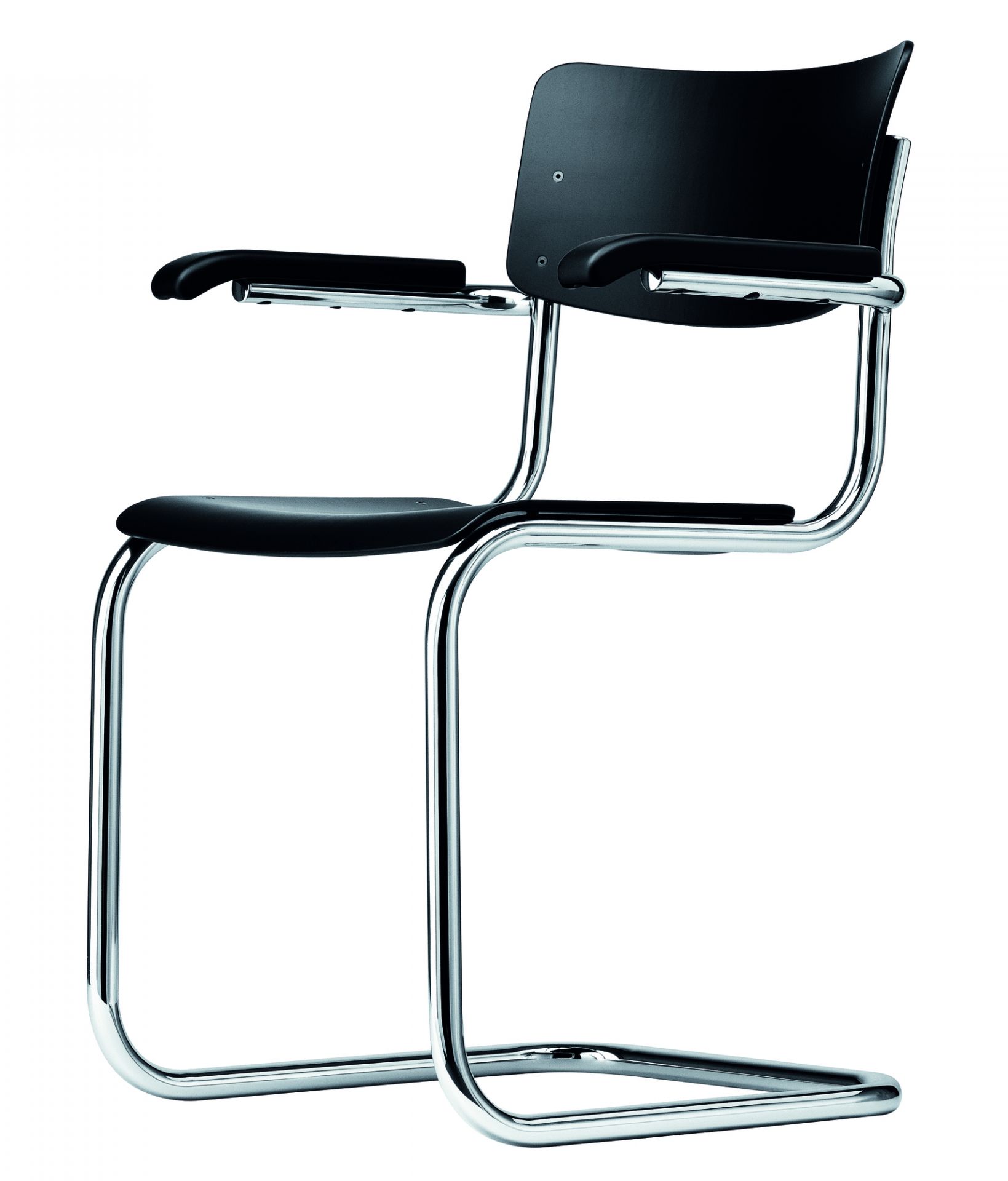S 43 F Stahlrohr Klassiker Freischwinger Thonet Buche schwarz - Chrom